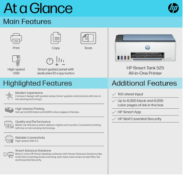 HP Smart Tank 525 All-in-one Colour Printer
