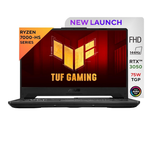 ASUS TUF Gaming A15, AMD Ryzen 7 7435HS Gaming Laptop(NVIDIA RTX 3050-4GB/60W TGP/16GB RAM/512GB SSD/FHD/15.6"/144Hz/RGB KB/48WHr/Windows 11//Graphite Black/2.30 Kg) FA506NCR-HN054W