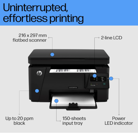HP Laserjet M126a B&W Monochrome Printer for Office: 3-in-1 Print, Copy, Scan, Compact, Durable, Black