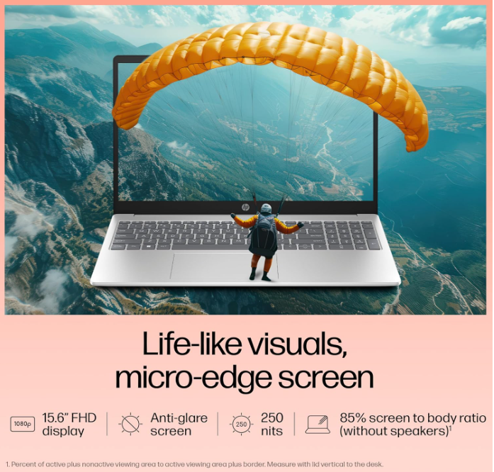 HP 15, 13th Gen Intel Core i5-1334U Laptop(16GB DDR4, 512GB SSD), 15.6",FHD,Win 11,Office 24,Microsoft 365*, Silver,1.59kg, Iris Xe Graphics, FHD Camera w/Privacy Shutter, Backlit KB, fd0467tu
