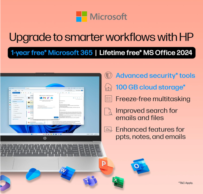 HP 15, 13th Gen Intel Core i5-1334U Laptop(16GB DDR4, 512GB SSD), 15.6",FHD,Win 11,Office 24,Microsoft 365*, Silver,1.59kg, Iris Xe Graphics, FHD Camera w/Privacy Shutter, Backlit KB, fd0467tu